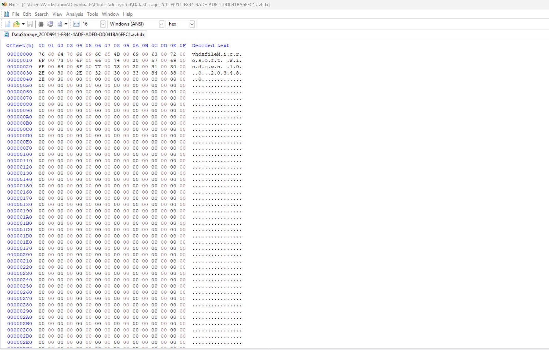 Recovered Plaintext Hex Dump